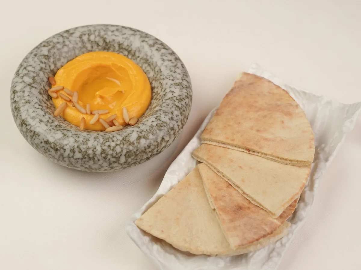sweet potato hummus with pita bread